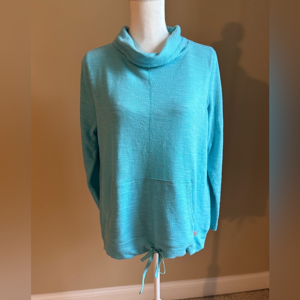 Talbots Cowlneck Pullover Sweatshirt in Turquoise Blue